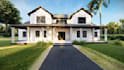 farmhouse, villa, residence floor plan layout, 3d render