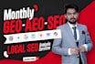 do complete monthly website SEO, on page GEO, aeo, local and ai optimization