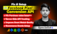 fix and setup facebook pixel, meta conversion API, ga4, server side GTM tracking