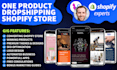 build one product shopify dropshipping store shopify website