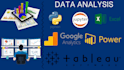 do data analysis in python, excel, google analytic, power bi