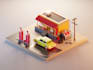 create an isometric 3d models and 3d environment illustration