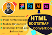 convert PSD to html figma to html responsive website design