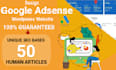 provide 50 guaranteed human written google adsense articles