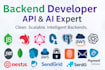 develop backend api using nodejs nestjs mongodb sql and ai