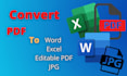 convert PDF into word or excel or jpg or re write