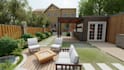 design modern landscape, backyard and garden with 3d rendering