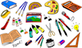 illustrate stationary and any tools or item to be a simple icon