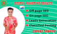 do on page SEO, link building, classified posting, leads generation