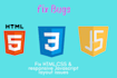 fix HTML,CSS and javascript responsive website issues