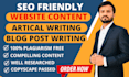 do website content writing, blog post writing, artical writing, copy writing