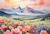 handrawn watercolor landscape on paper