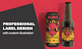 create label and packaging design with illustration