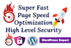 increase page speed, security and optimization of wordpress
