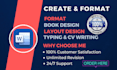 create ms word document book formatting and design data entry and copy paste