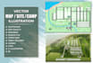 illustrate a custom vector 2d map, campground site, and city map