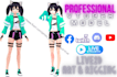 design a vtuber model, live2d vtuber model 2d with rigging