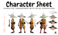 design game or comic characters with sheet and turnarounds