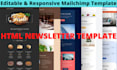 design editable, responsive mailchimp and HTML newsletter template