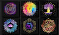 design a sacred geometry or feminine mystical mandala logo with watercolor
