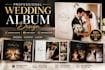 create a professional wedding album layout design for print