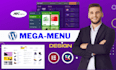 design or redesign wordpress mega menu fix header, footer, elementor website
