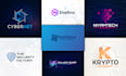 do a modern tech crypto technology cyber security app icon startup logo design