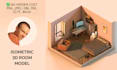 create a 3d isometric room model