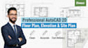 draw professional autocad 2d floor plan, elevation and site plan