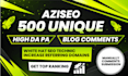 do 500 unique seo backlinks through blog comments pages