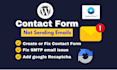 fix contact form in wordpress, smtp or spam issue, captcha, configure email