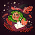 illustrate a cute witchy character