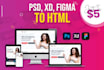convert your designs into HTML CSS responsive web  pages