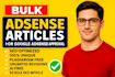 write 50 unique bulk SEO articles for google adsense approval