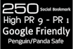create 250 Social Bookmakrs from PR9 to PR1 sites