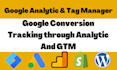 setups conversion tracking through google analytic ga4 and GTM