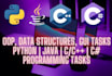 develop c, cpp, csharp, java and python  tasks data structures, oop, desktop app