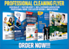 design cleaning services, washing and care flyer