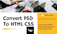 convert PSD, figma, xd, to HTML  CSS code