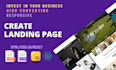 create a high quality landing page with HTML, CSS js, react