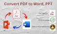 convert PDF to word, PPT