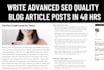 write advanced SEO quality blog article posts in 48 hrs
