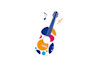 make creative music and guitar logo or icon template