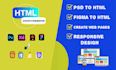 convert psd to HTML, figma to HTML, xd to html responsive website bootstrap