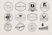 design a modern stamp logo, vintage badge and rubber stamp