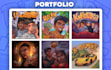 draw a cartoon cover artwork music
