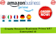 create amazon business prime vat  exempted id