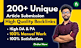 do article submission on high da websites manually