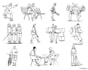 create simple line art illustrations, digital, black and white, character art