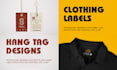 design hang tags, thank you cards and clothing labels